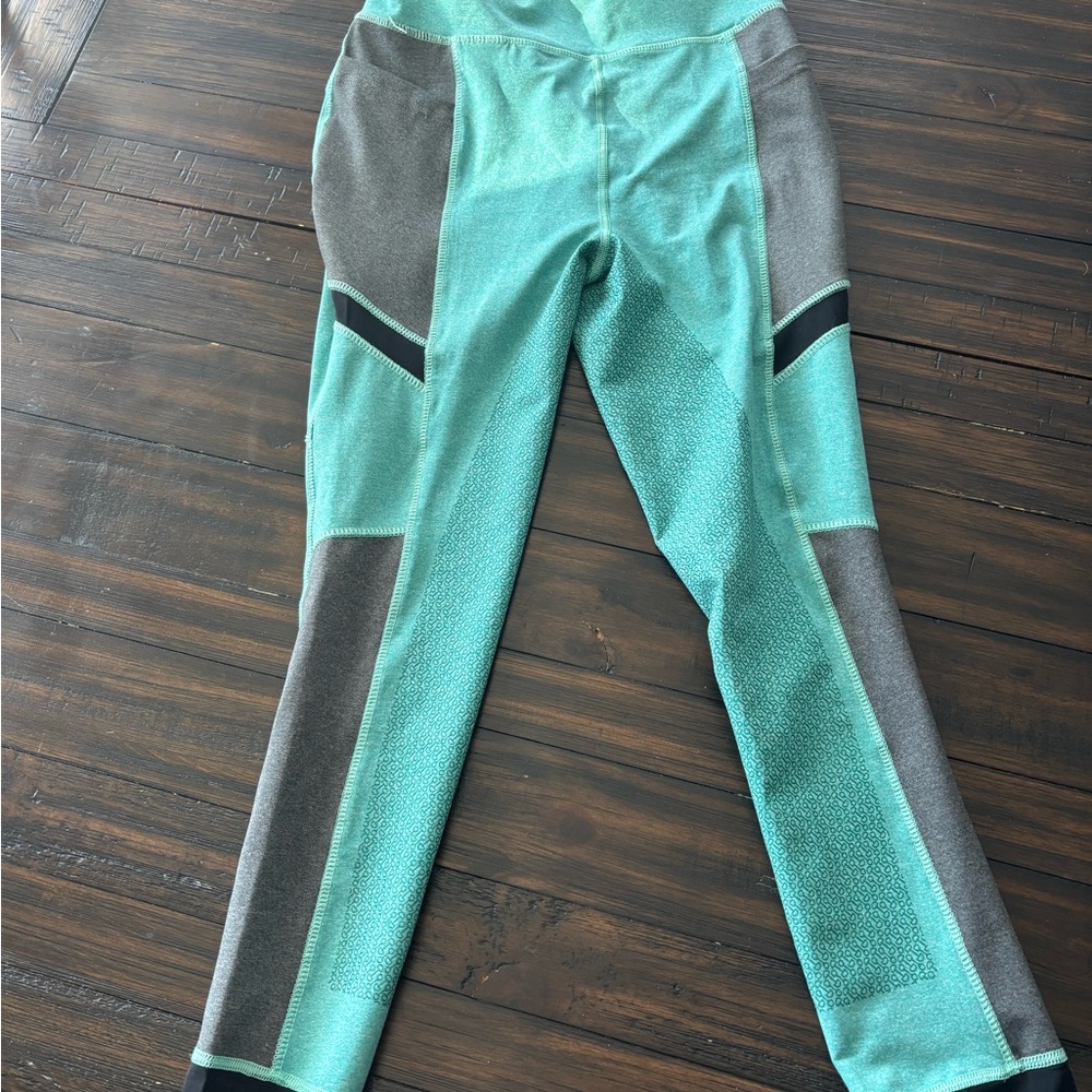 Women's Teal and Gray Active Leggings